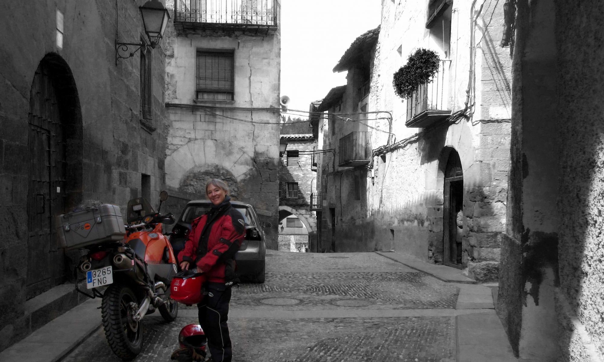 Susan Forest on a motorcycle tour of Europe